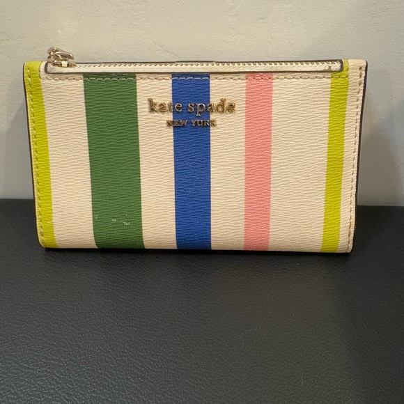 Kate Spade Green and Blue Striped Wallet - Picture 2 of 8